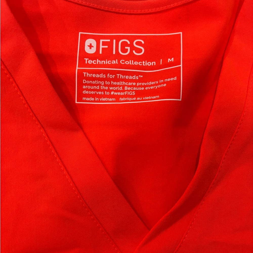 Figs Vibrant CORAL COLOR  Scrub Top